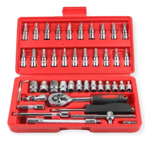 Juego De Copas 46 Piezas Caja Herramientas Hogar Moto Carro