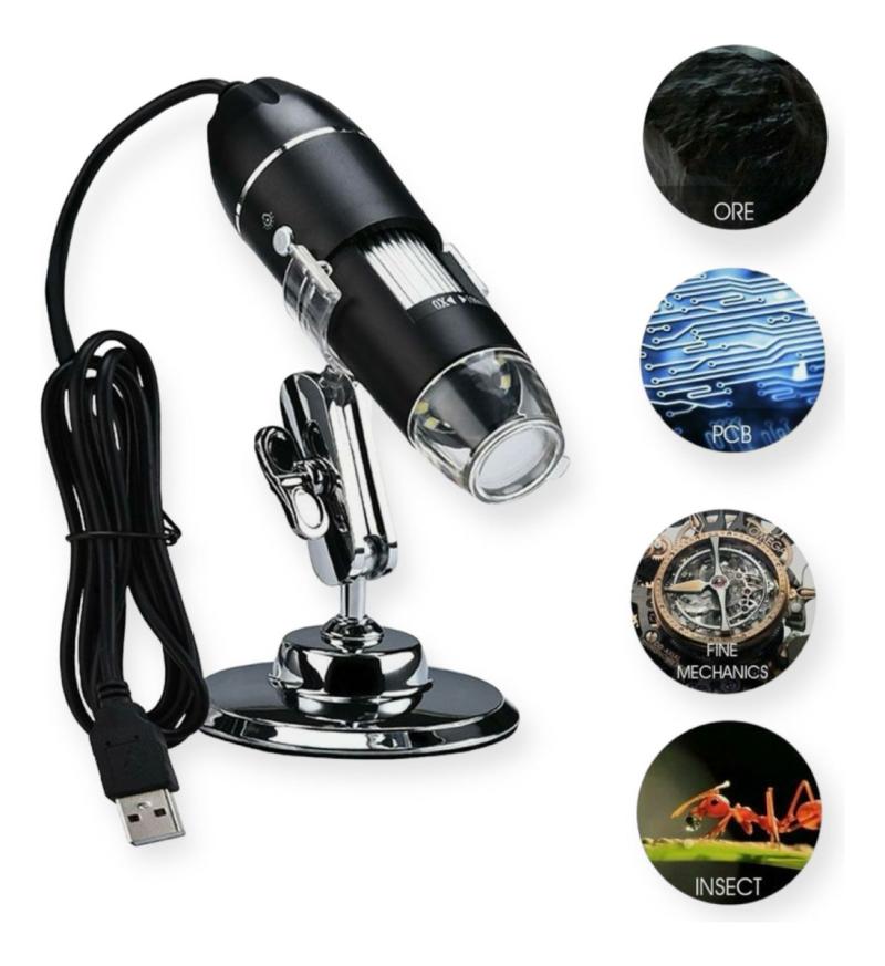 Microscopio Digital Usb 1000x Foto Video Mediciones Luz Led