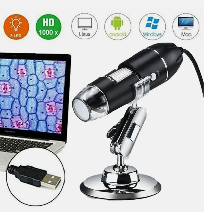 Microscopio Digital Usb 1000x Foto Video Mediciones Luz Led