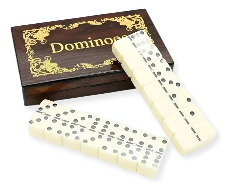 Juego De Domino 28 Piezas Grandes En Estuche Madera Premium