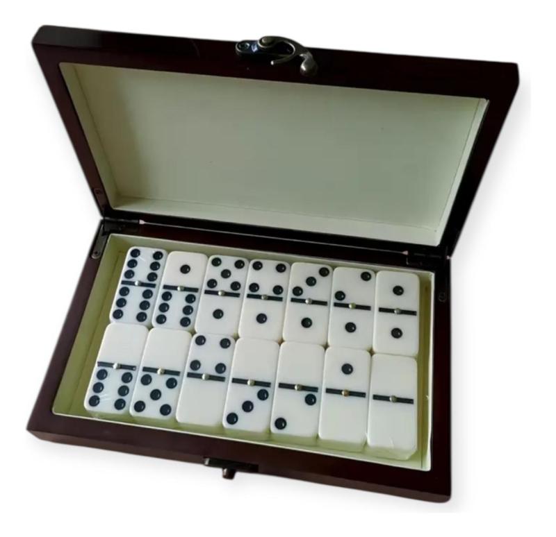 Juego De Domino 28 Piezas Grandes En Estuche Madera Premium