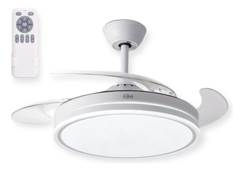 Ventilador De Techo Luz Cálida Fría Retráctil Con Control