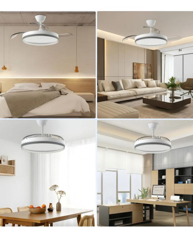 Ventilador De Techo Luz Cálida Fría Retráctil Con Control