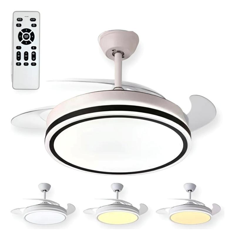 Ventilador De Techo Luz Cálida Fría Retráctil Con Control
