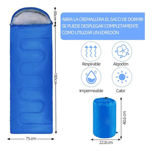 Bolsa De Dormir Exterior Camping Con Capucha Impermeable