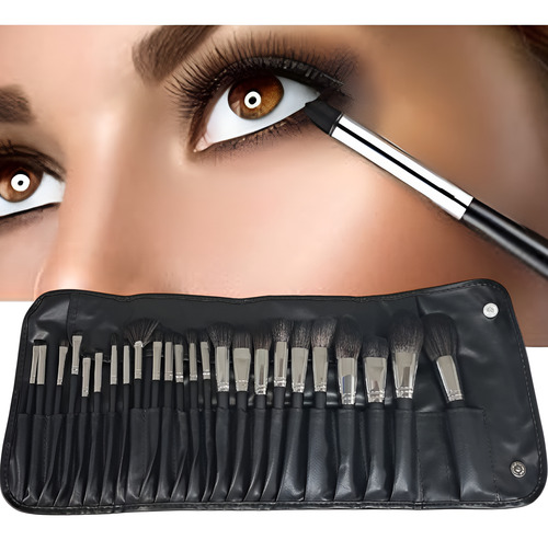 Kit Estuche Con 24 Brochas De Maquillaje
