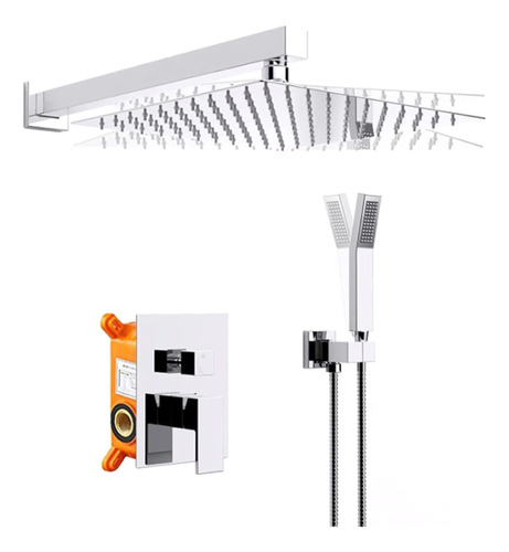 Sistema Ducha De Pared Griferia Empotrado Con Duchador Plata