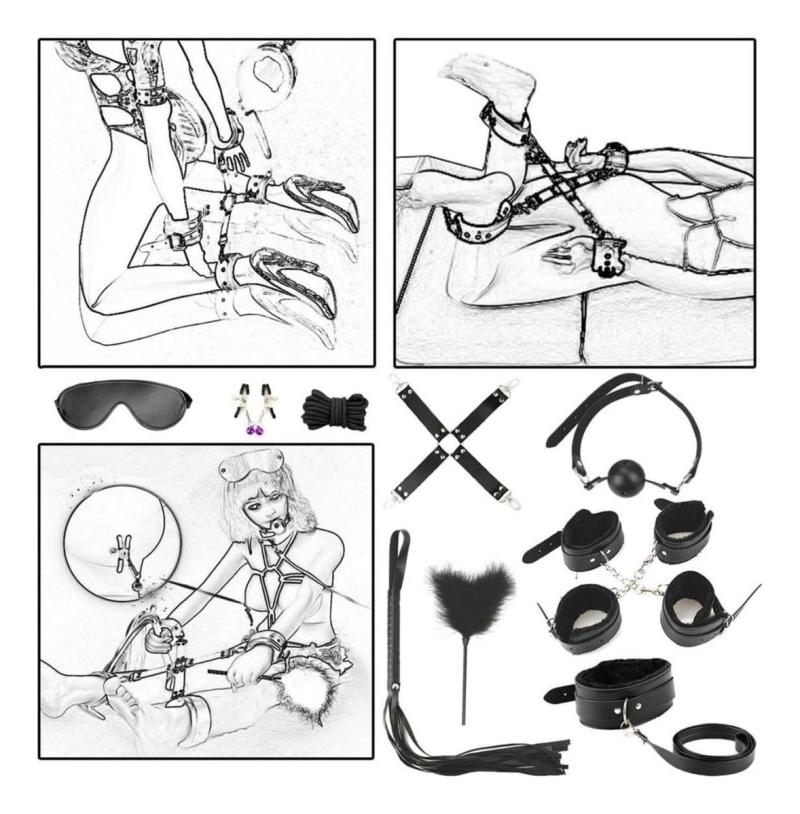 Kit Bondage 8 Piezas Latigo Antifaz Mordaza Esposas