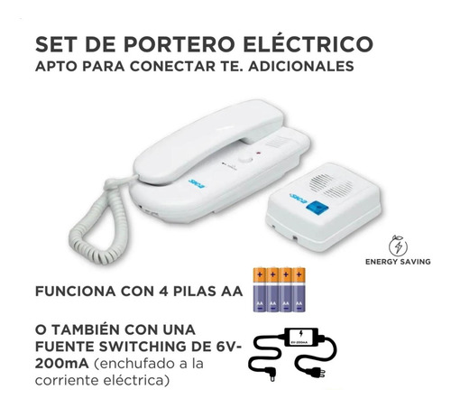 Portero Electrico Con Timbre Exterior A Pilas Fuente 6v