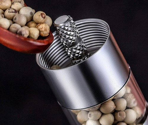 Molinillo De Pimienta Pimentero A Piston Acero Inox 14 Cm