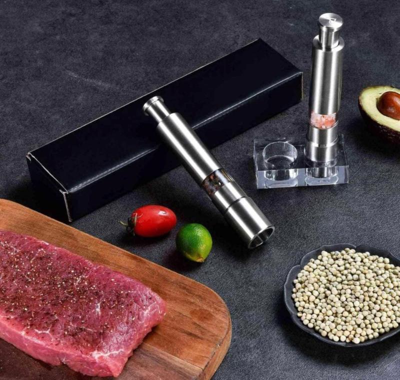 Molinillo De Pimienta Pimentero A Piston Acero Inox 14 Cm