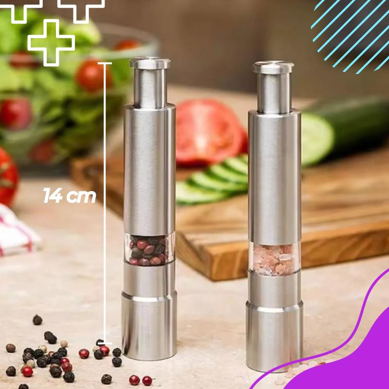 Molinillo De Pimienta Pimentero A Piston Acero Inox 14 Cm