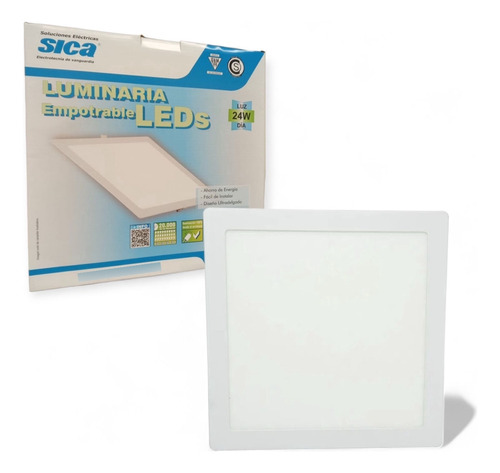 Lampara Panel Plafón Led Sica Cuadrado 24w Luz Día Blanco