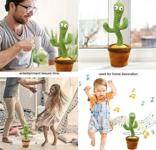Juguete Cactus Baila Canta Repite Voz Con Luz Tiktok