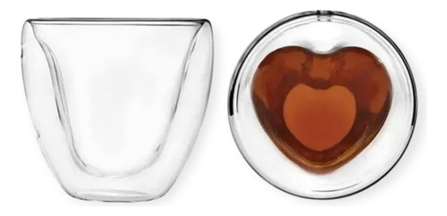 Set 6 Tazas Forma Corazon Doble Pared 100ml Sin Asa