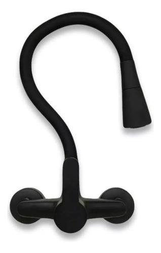 Grifería Monocomando Pared Cocina Pico Flexible Negro