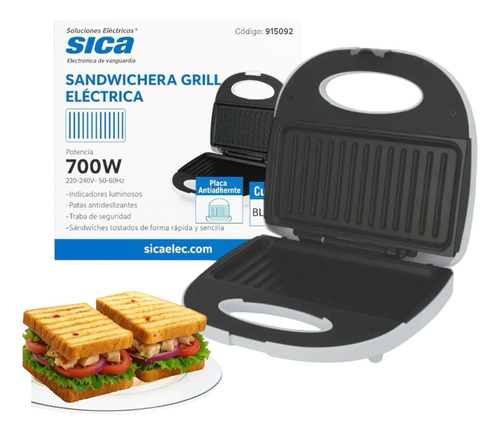 Sandwichera Electrica Grill 700 W Tostadora Sica