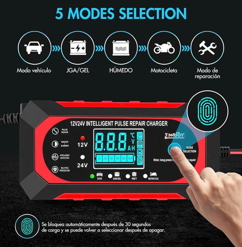 Cargador De Batería Para Auto Y Moto 12 V Inteligente