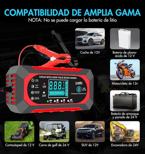Cargador De Batería Para Auto Y Moto 12 V Inteligente