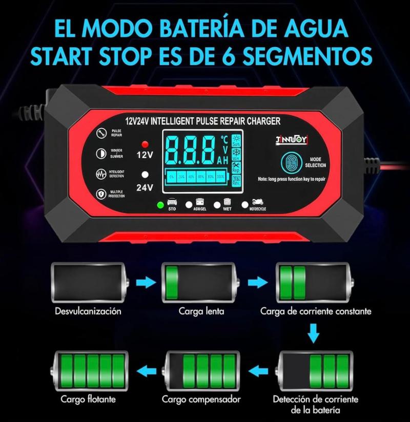 Cargador De Batería Para Auto Y Moto 12 V Inteligente