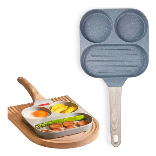 Sartén 3 En 1 Multifunción De Cocina Madera Roca Volcánica