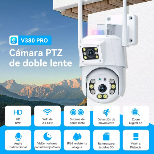 Cámara De Seguridad Exteriores De 8mp Doble Lente Pro Wifi