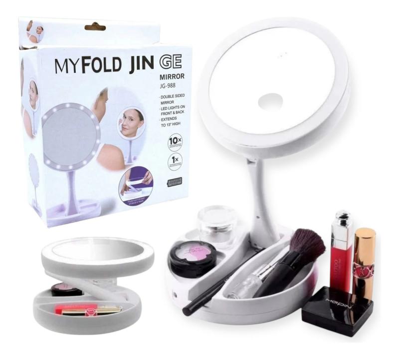 Espejo Doble Con Luz Led Y Aumento 10x Ideal Maquillaje