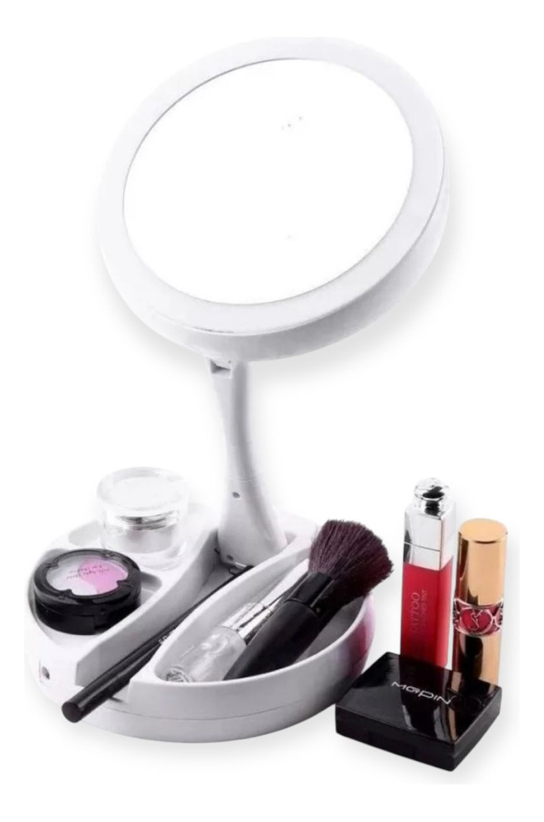 Espejo Doble Con Luz Led Y Aumento 10x Ideal Maquillaje