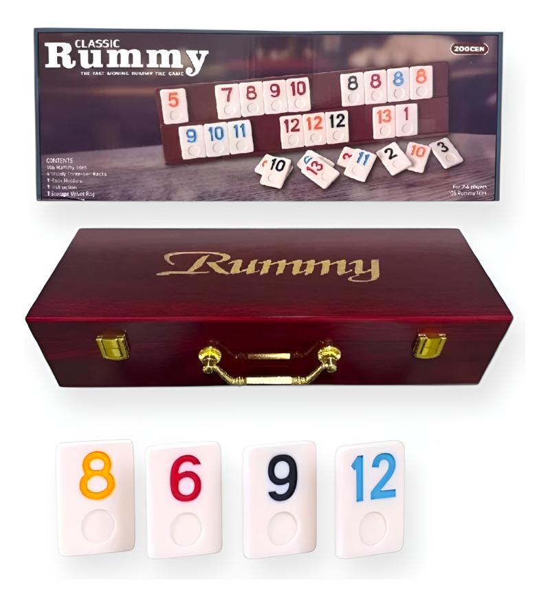 Juego De Mesa Rummy Burako Valija De Madera Premium