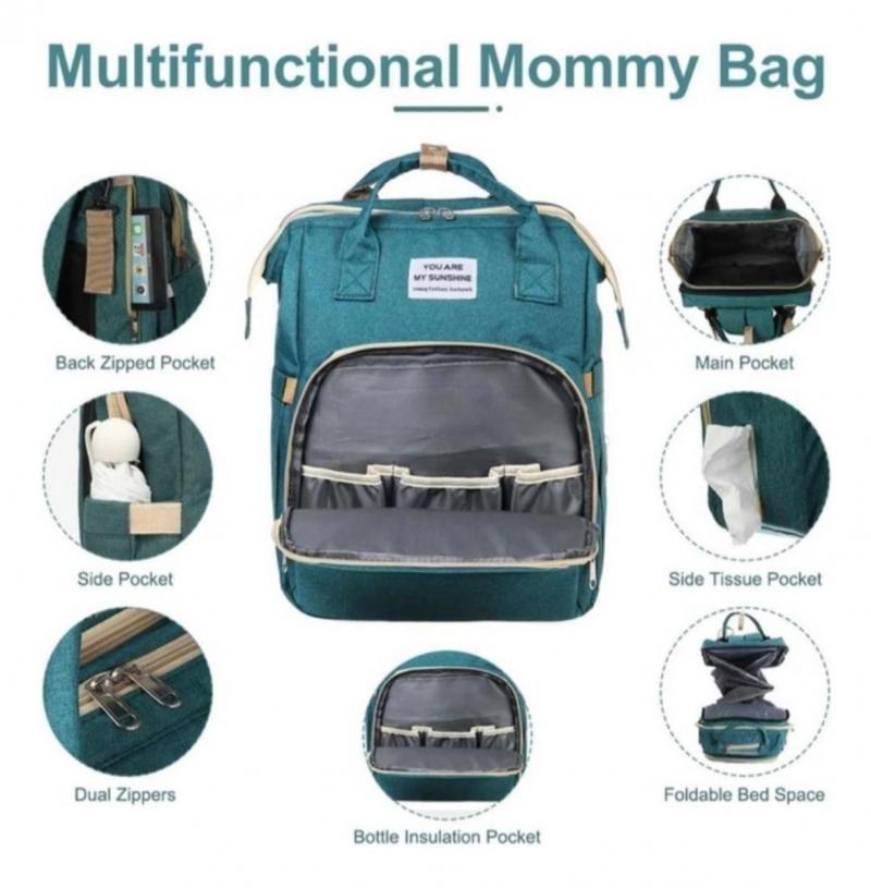 Mochila Maternal Cuna Cambiador Bolsillo Termico Impermeable