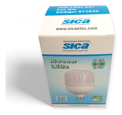 Lampara Led Sica Foco Alta Potencia E27 A Rosca 40 W