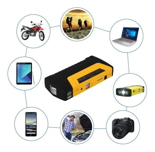 Arrancador Auto Moto 12v Batería Portátil Cargador Usb
