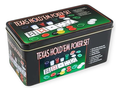 Set Juego De Poker Texas Caja Metálica 200 Fichas