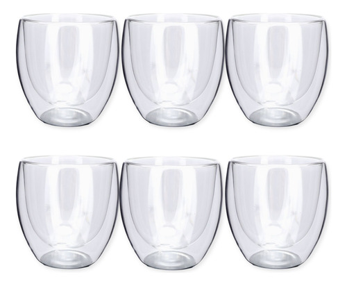 Vaso De Vidrio Doble Liso X 6 Unidades 250 Ml