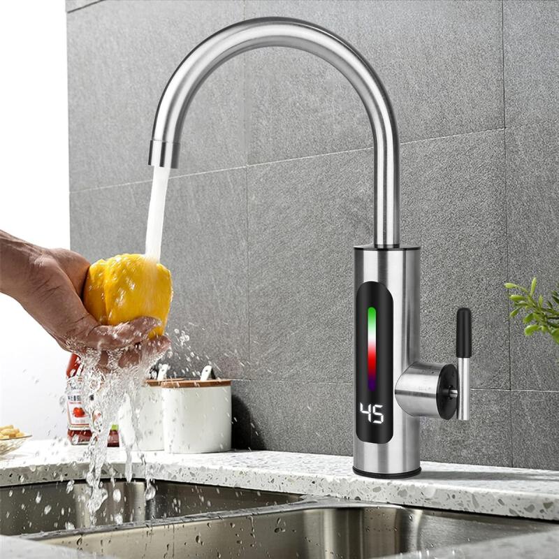 Canilla Grifería Electrica Acero Inox Con Calentador Rapido