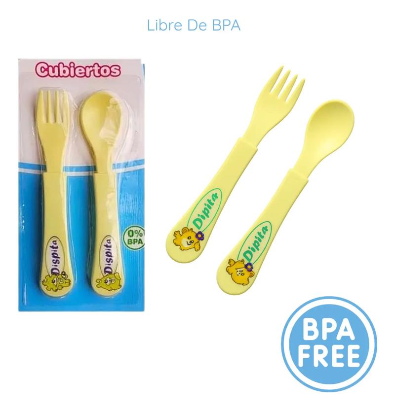 Cuchara y Tenedor Plástico Decorado Dispita 10602