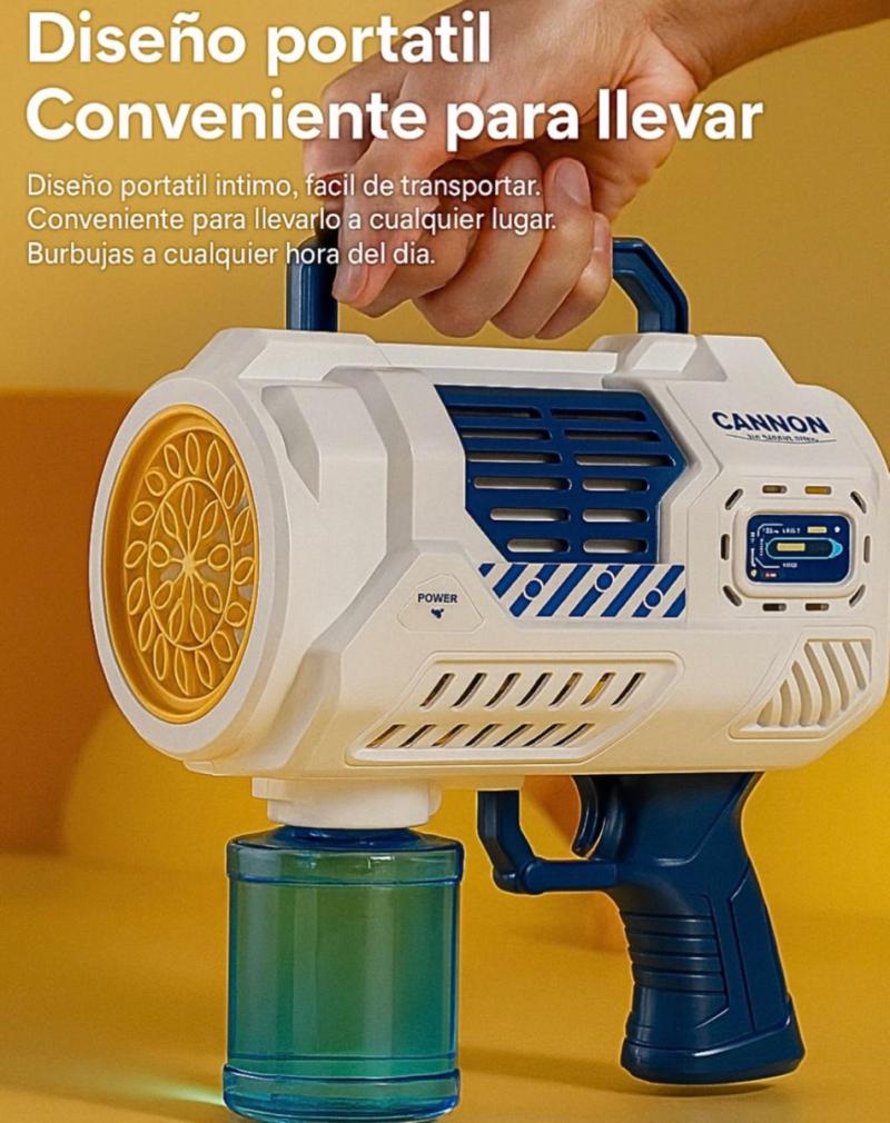 Burbujero Pistola Con Botella Integrada Carga Usb Con Luces