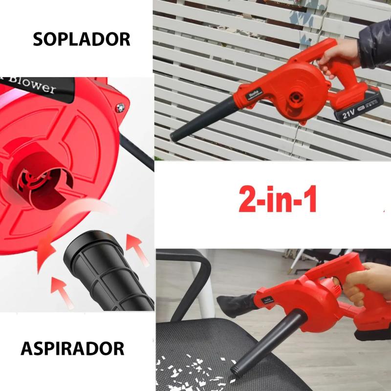 Sopladora 2 En 1 Aspirador Inalámbrica C/ 2 Baterías Pro 21v