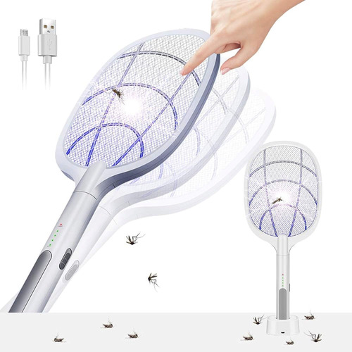 Raqueta Mata Mosquitos Y Moscas Lampara Recargable Usb