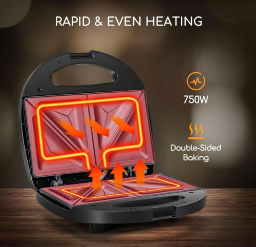 Sandwichera Tostadora Antiadherente Doble Electrica