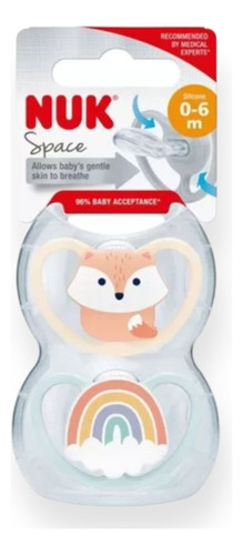 Set 2 Chupetes Nuk Space Silicona Anatomico T1 0-6 Meses