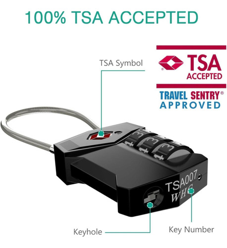 Candado Tsa Combinación Inteligente Cable Acero