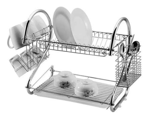 Secaplatos Escurridor De Platos 2 Niveles Cromado De Mesa