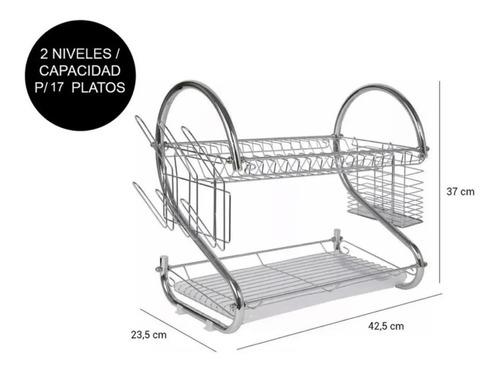 Secaplatos Escurridor De Platos 2 Niveles Cromado De Mesa