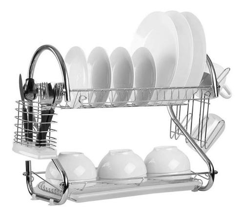 Secaplatos Escurridor De Platos 2 Niveles Cromado De Mesa