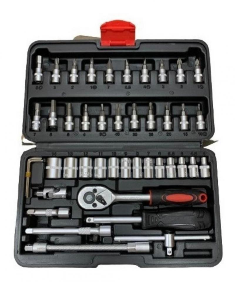 Caja Set Herramientas Juego Llave Tubo Kit 46 Piezas Estuche
