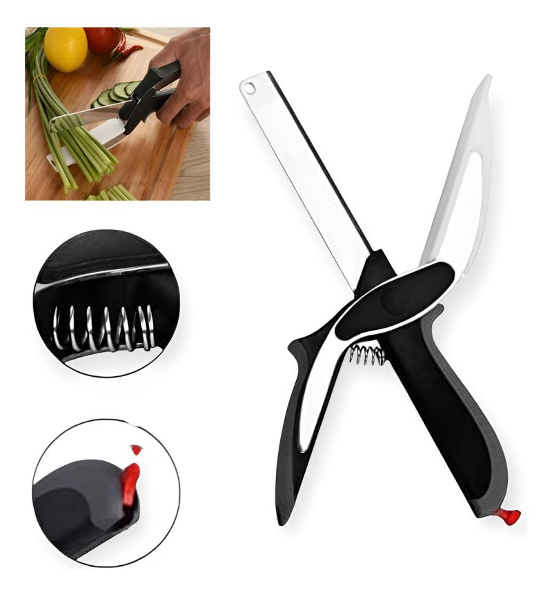 Cortador Cocina Cuchillo Y Tijeras 2 En 1