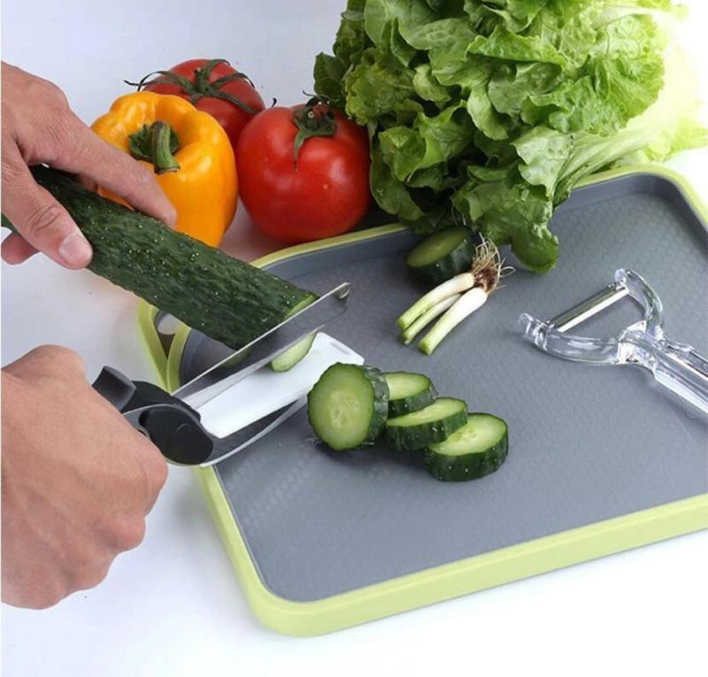 Cortador Cocina Cuchillo Y Tijeras 2 En 1