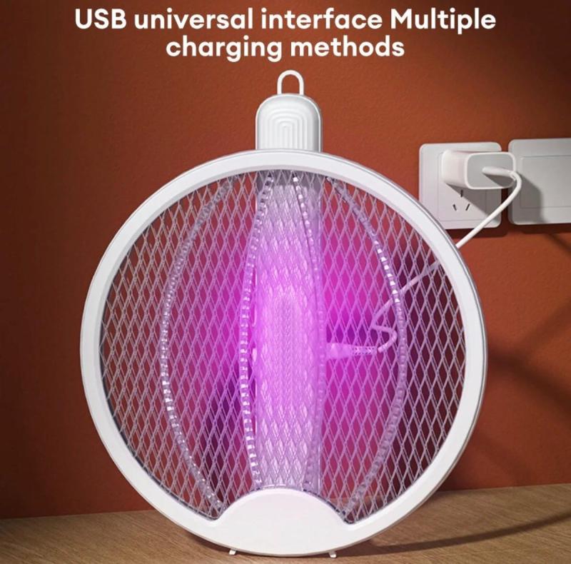 Raqueta Mata Insectos Plegable 2 En 1 Recargable Usb
