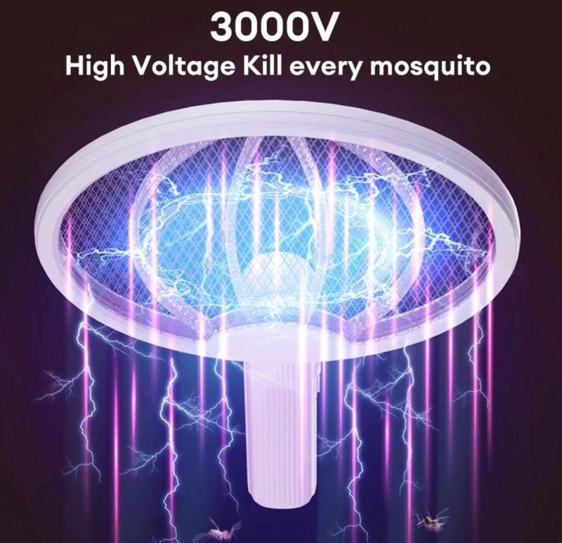 Raqueta Mata Insectos Plegable 2 En 1 Recargable Usb